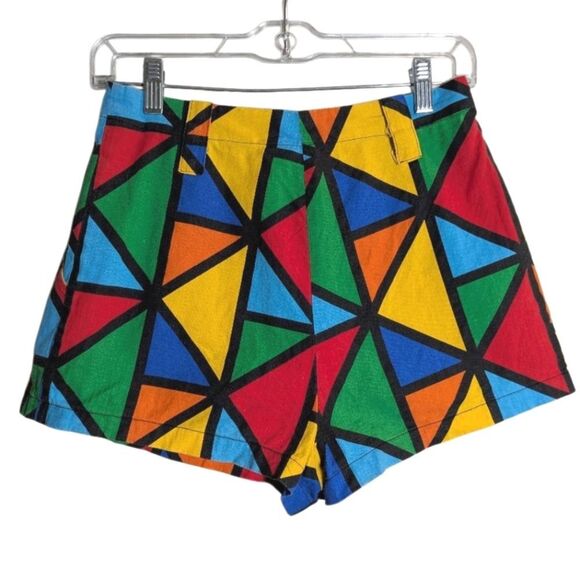 Un Deux Trois Colorful Geometric High Waist Shorts - Picture 2 of 5